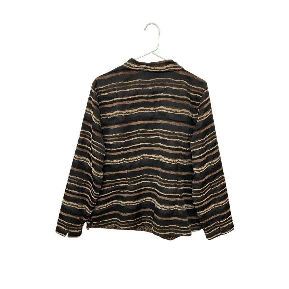Christopher & Banks Striped Blazer Jacket Brown Black Sz X-Large Tribal Textured - Picture 3 of 7